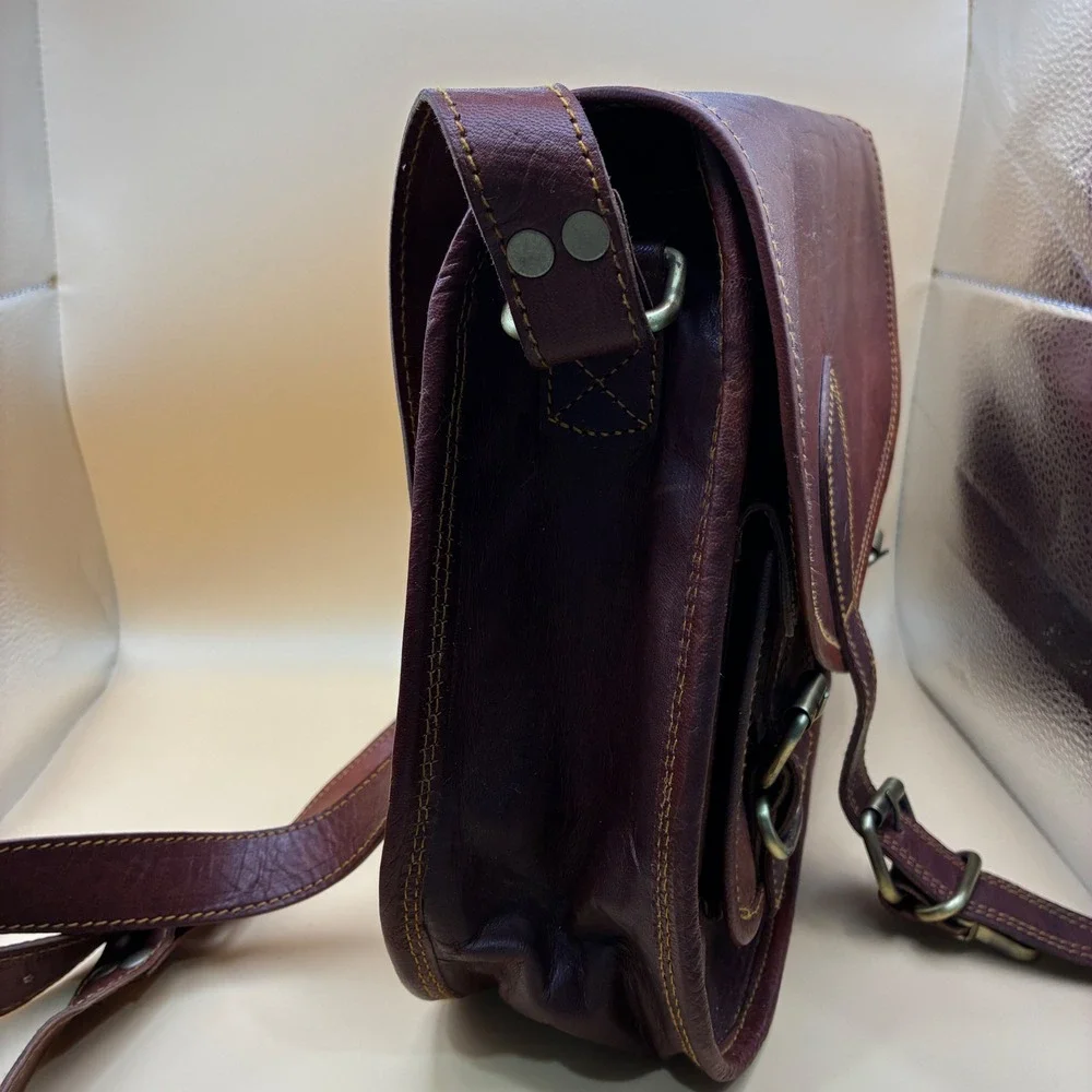 Firu Womens Satchel Medium Leather Brown Boho Crossbody Messenger Bag